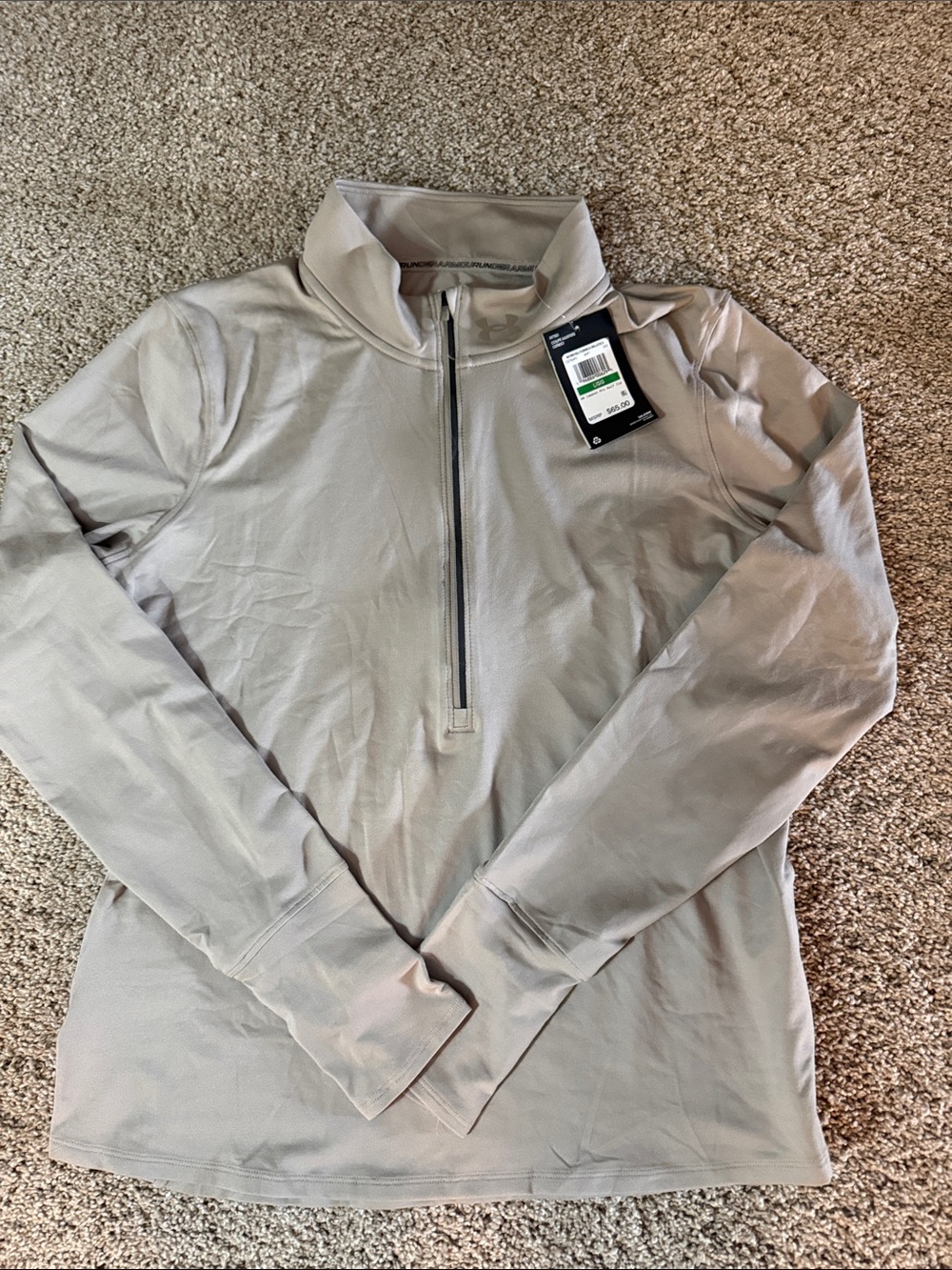 Quarter-Zip Pullover Top in Light Taupe